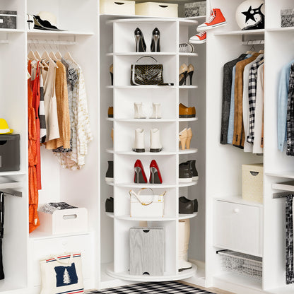 6 Tier Spinning Shoe Rack, Free Standing, 360ÔøΩÔøΩ Revolving Shoe Organizer - White