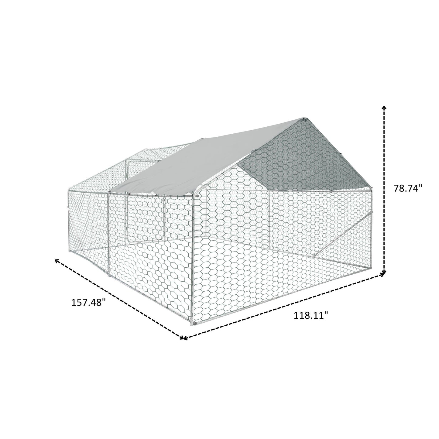Xpt034 Outdoor Chicken Coop Metal Big Space - Silver Gray
