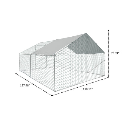 Xpt034 Outdoor Chicken Coop Metal Big Space - Silver Gray