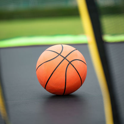 15Ft Trampoline With Basketball Hoop Inflator And Ladder (Inner Safety Enclosure) - Green