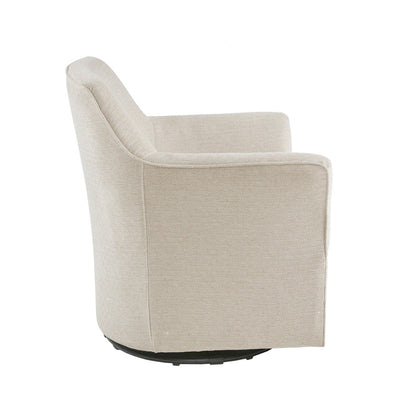 Swivel Glider Chair With 360 Degree Rotation Upholstery Solid Wood Frame - Cream