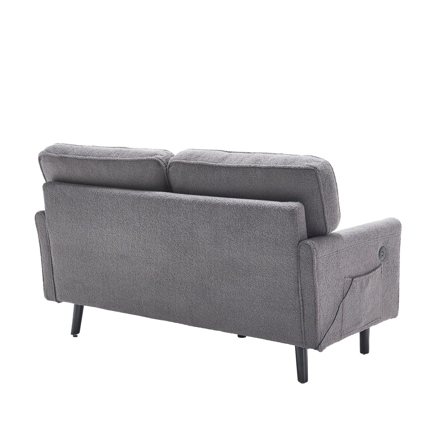 Mid Century Modern Loveseat Sofa, 2 Seater With USB & Removable Pillow Cover - Gray