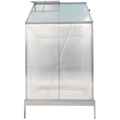 Polycarbonate Greenhouse, Heavy Duty Outdoor Aluminum Walk-In Green House Kit With Rain Gutter, Vent And Door For Backyard Garden - Aluminium