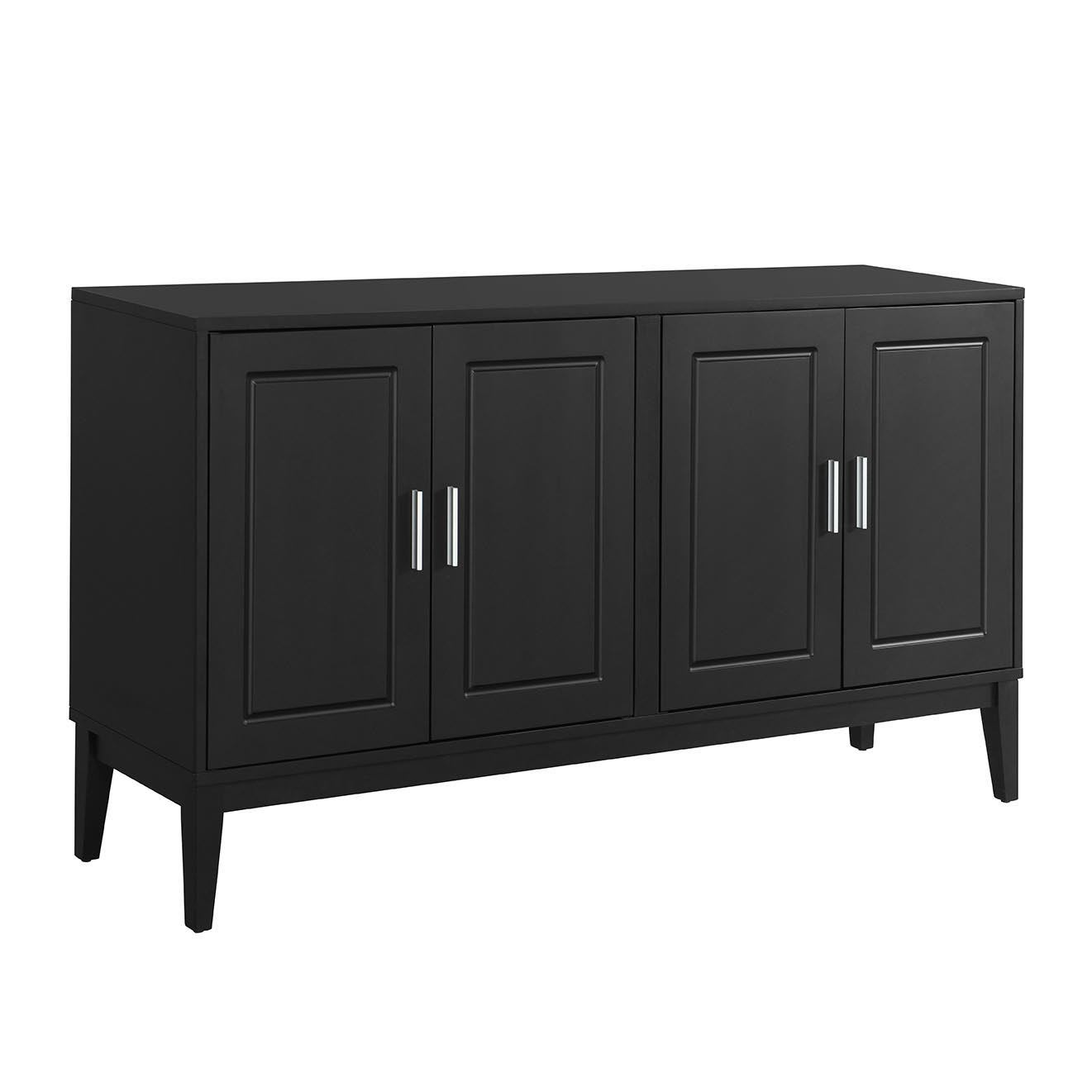 4 Door Sideboard Storage Cabinet With Door Shelf For Living Room And Dining Room, 2 Large Cabinets With Adjustable Shelf - Black