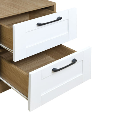 3 Door Storage Wardrobe For Dedroom With Shelves And 2 Drawers, Side Storage Shelves - White