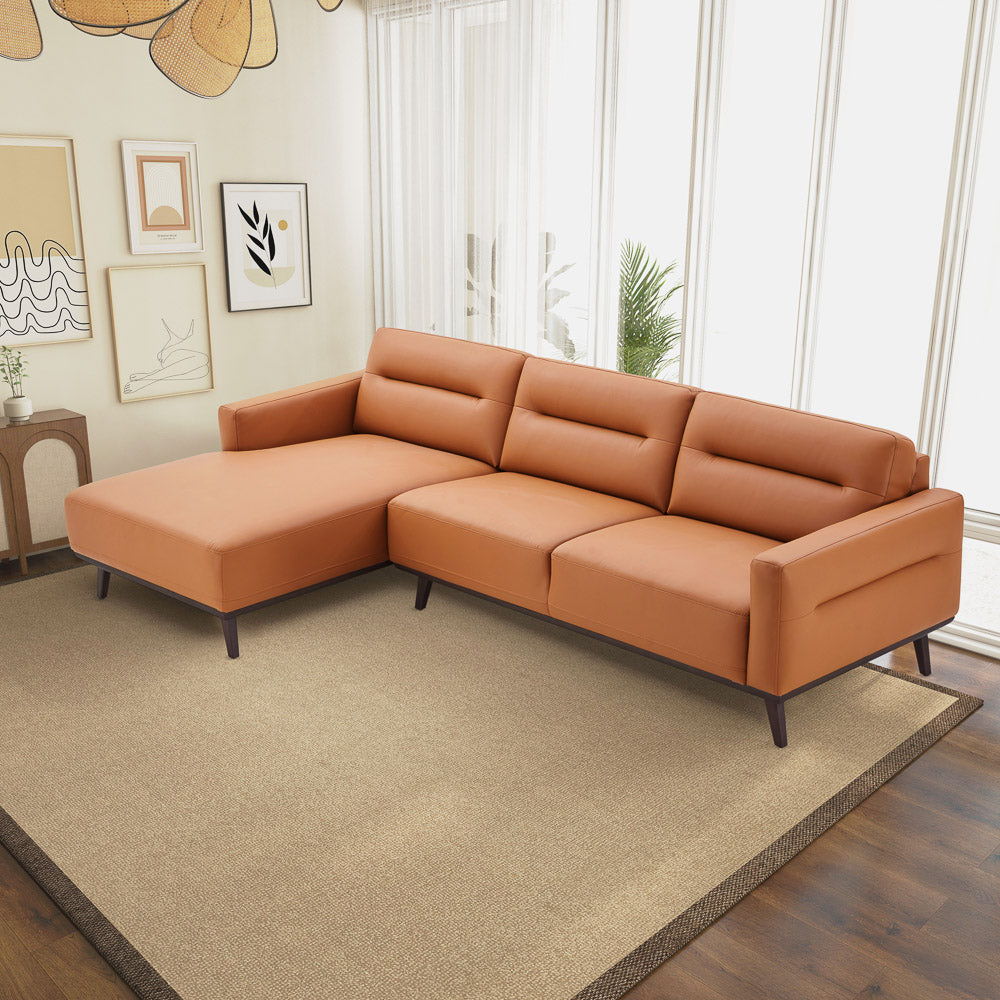 Ella - L-Shaped Left Sectional Couch - Cognac