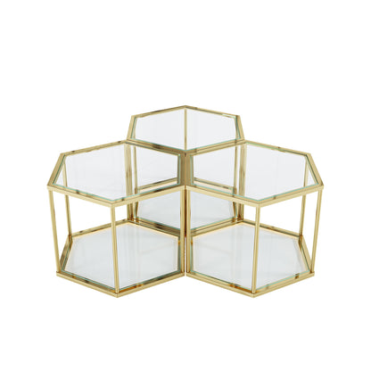 Modern Stainless Steel Frame Living Room Coffee Table With Double Layer Tempered Glass - Gold