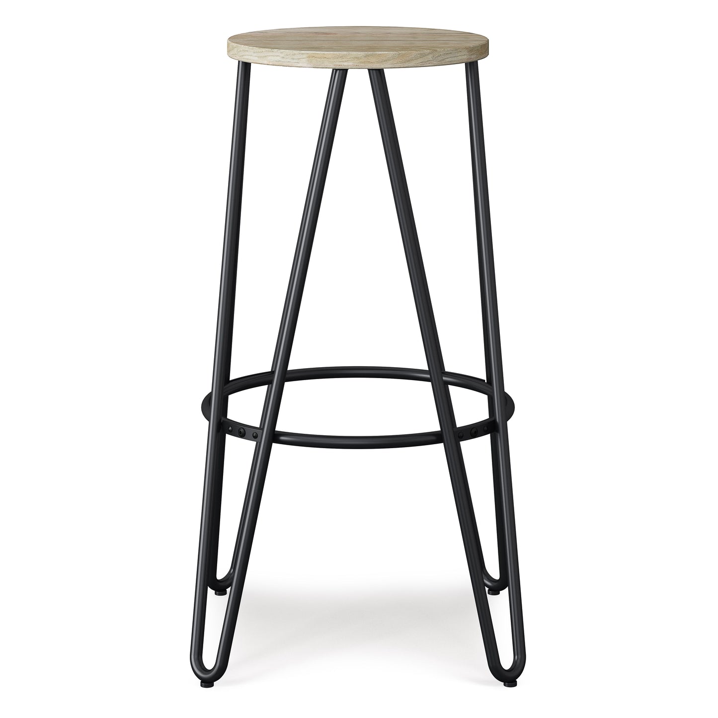 Simeon - Metal Bar Stool With Wood Seat - Natural / Black