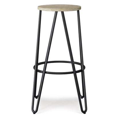 Simeon - Metal Bar Stool With Wood Seat - Natural / Black