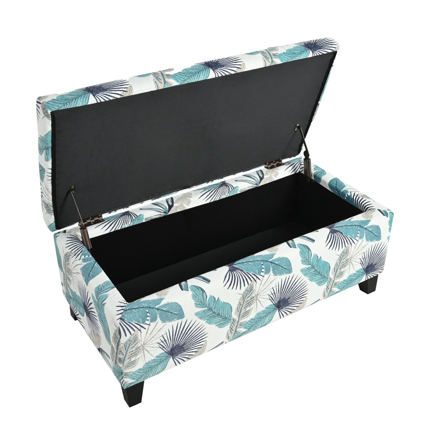 Charming Floral Storage Ottoman With Upholstered Fabric And Wood Frame - Flower