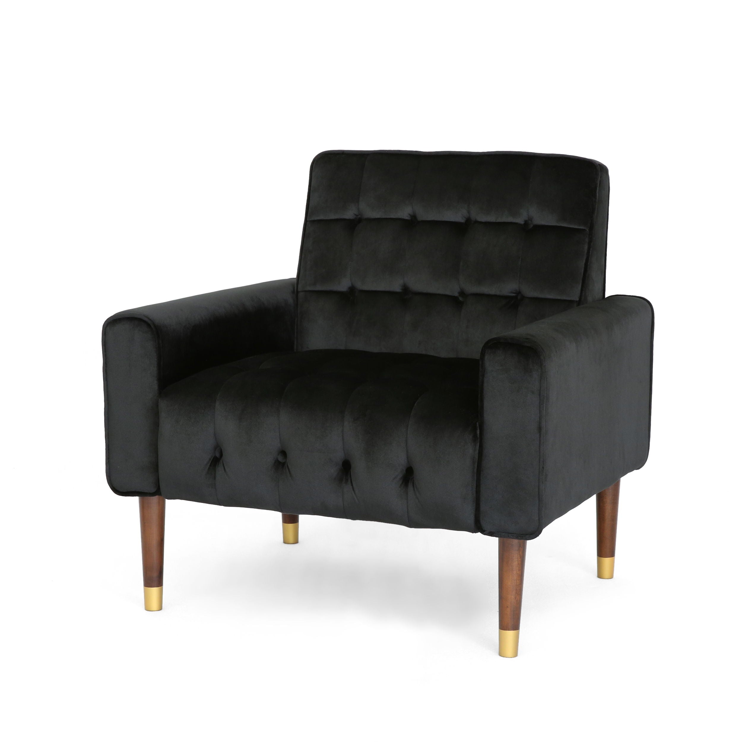 Comfy Arm Chair With Tufted Back, Modern For Living Room, Bedroom And Study - Black