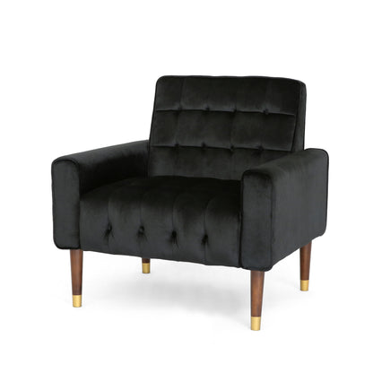 Comfy Arm Chair With Tufted Back, Modern For Living Room, Bedroom And Study - Black