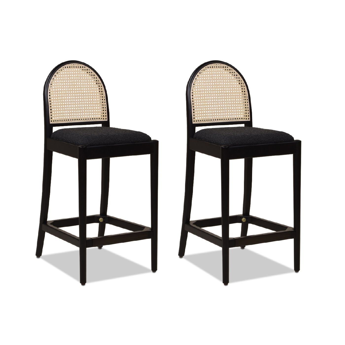 Panama - Curved Back Cane Counter Stool (Set of 2) - Ebony Black