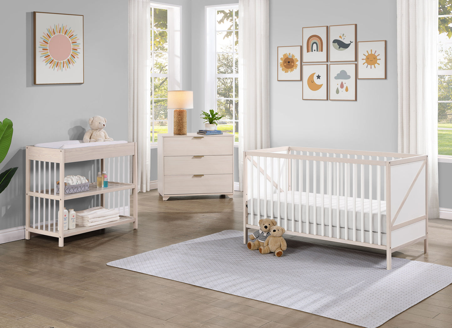 Pixie Zen - 3 In 1 Crib - Washed Natural / White