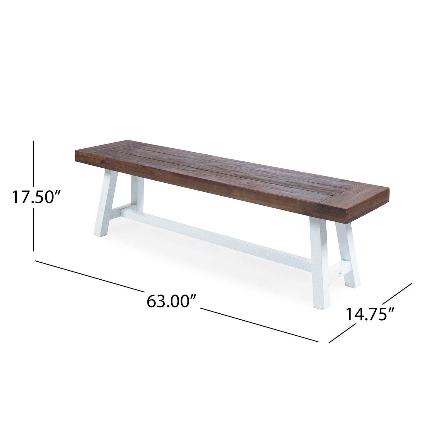 Tranquilizer - Outdoor Bench With Slat Panel Design (Set of 2) - Dark Brown / White