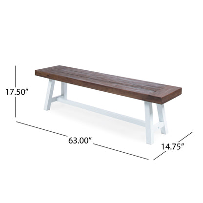 Tranquilizer - Outdoor Bench With Slat Panel Design (Set of 2) - Dark Brown / White