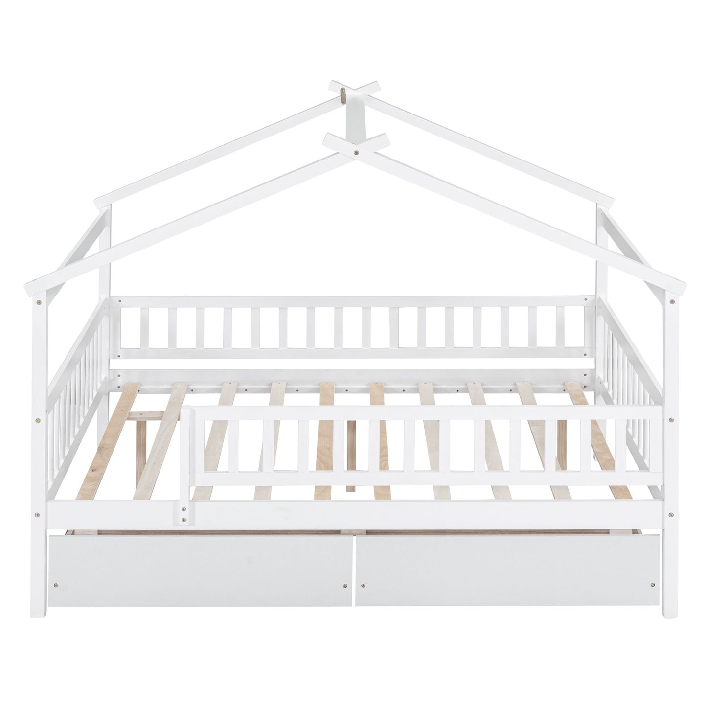 Full Size House Bed With 2 Drawers - White