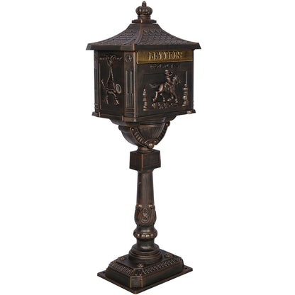 Cast Aluminum Mail Box, Postal Box, Mailbox - Bronze