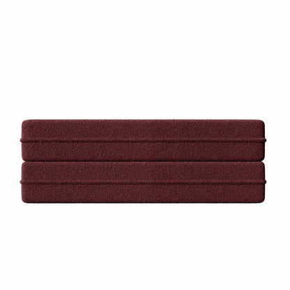 Modern Floor Sofa With 2 Pillows, Convertible Teddy Fabric Foam Filled Sleeper Sofa Bed, Full Size Folding Mattress For Living Room Guest Bed, Playroom, No Assembly Required - Burgundy