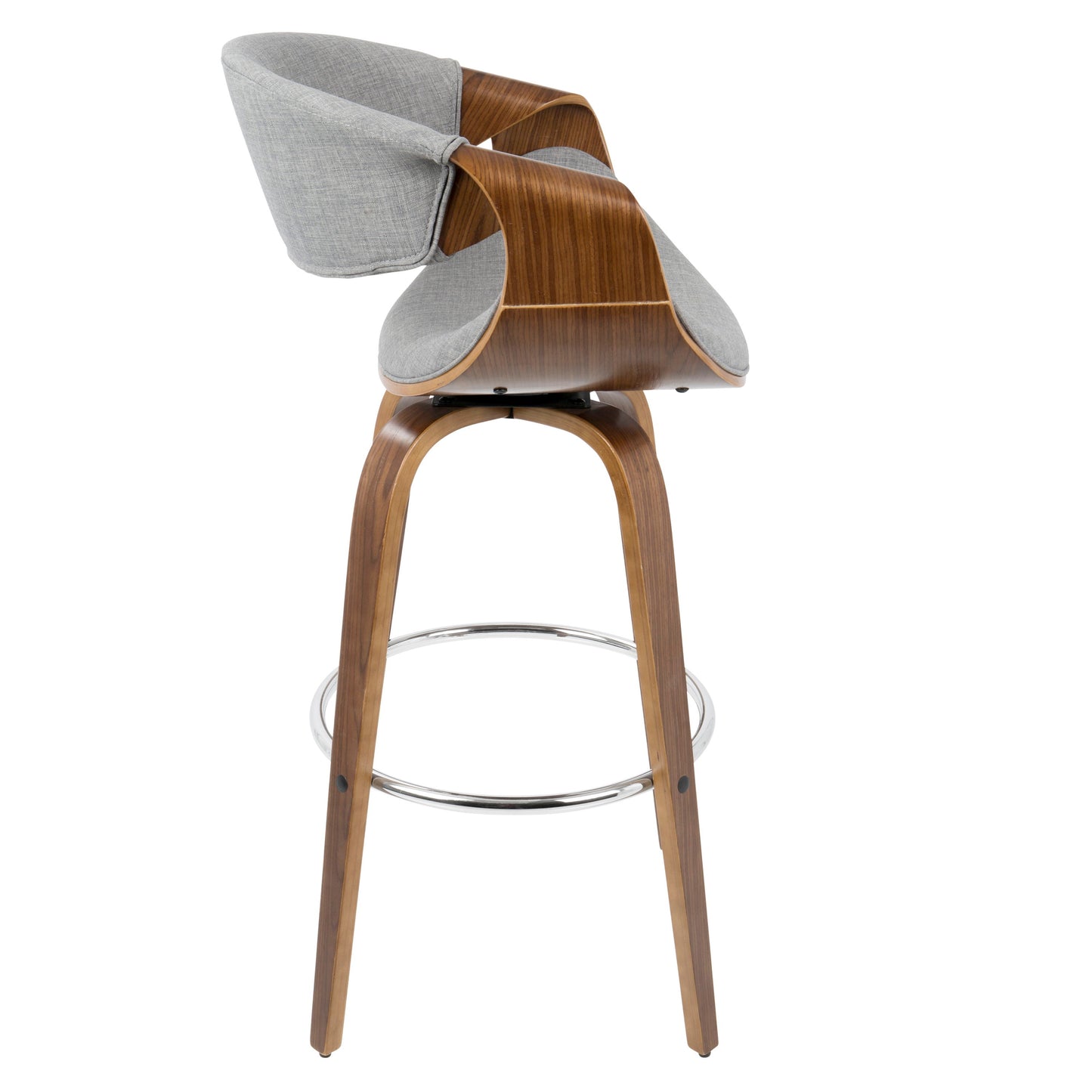 Curvini - Mid-Century Modern Fixed Height Barstool With Swivel (Set of 2) - Gray