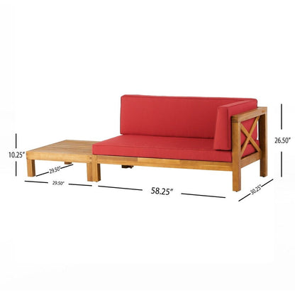 Brava - X Back Corner Bench R With Coffee Table - Red