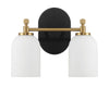 Vortex - 2 Lights Vanity In Traditional Style For Over Bathroom Mirror Wall Sconce - Black / Gold / White