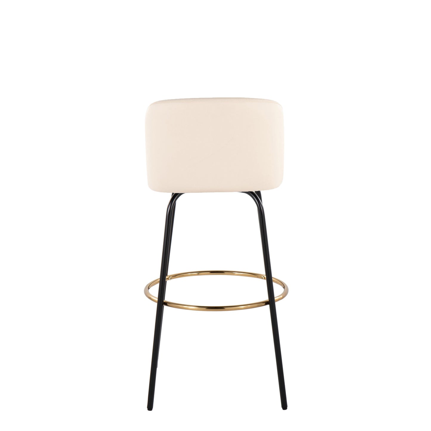 Toriano - Contemporary Fixed Height Barstool With Swivel With Round Footrest (Set of 2) - Cream / Black