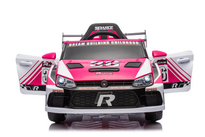 12V4A 20W*2 One Button Start, Forward And Backward, High And Low Speed, Music, Front Light, Power Display, Two Doors Can Open, 2.4G R / C, Seat Belt Four Wheel Absorber Kids Ride On Car - Pink