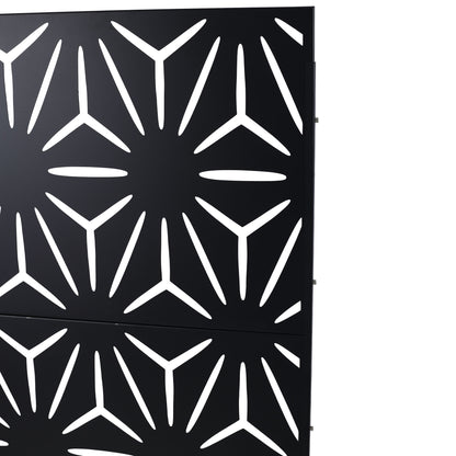 Outdoor & Indoor Privacy Screen, Metal Privacy Screen, Freestanding Decorative Privacy Screen For Deck Balcony Patio - Black