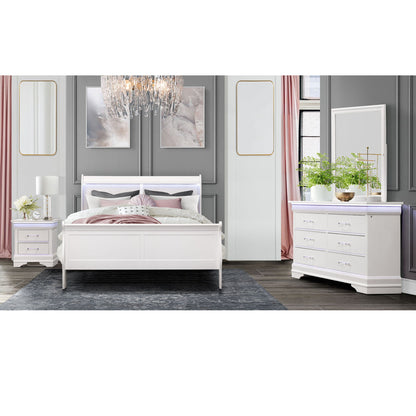 Charlston - Full Bed With LED - White