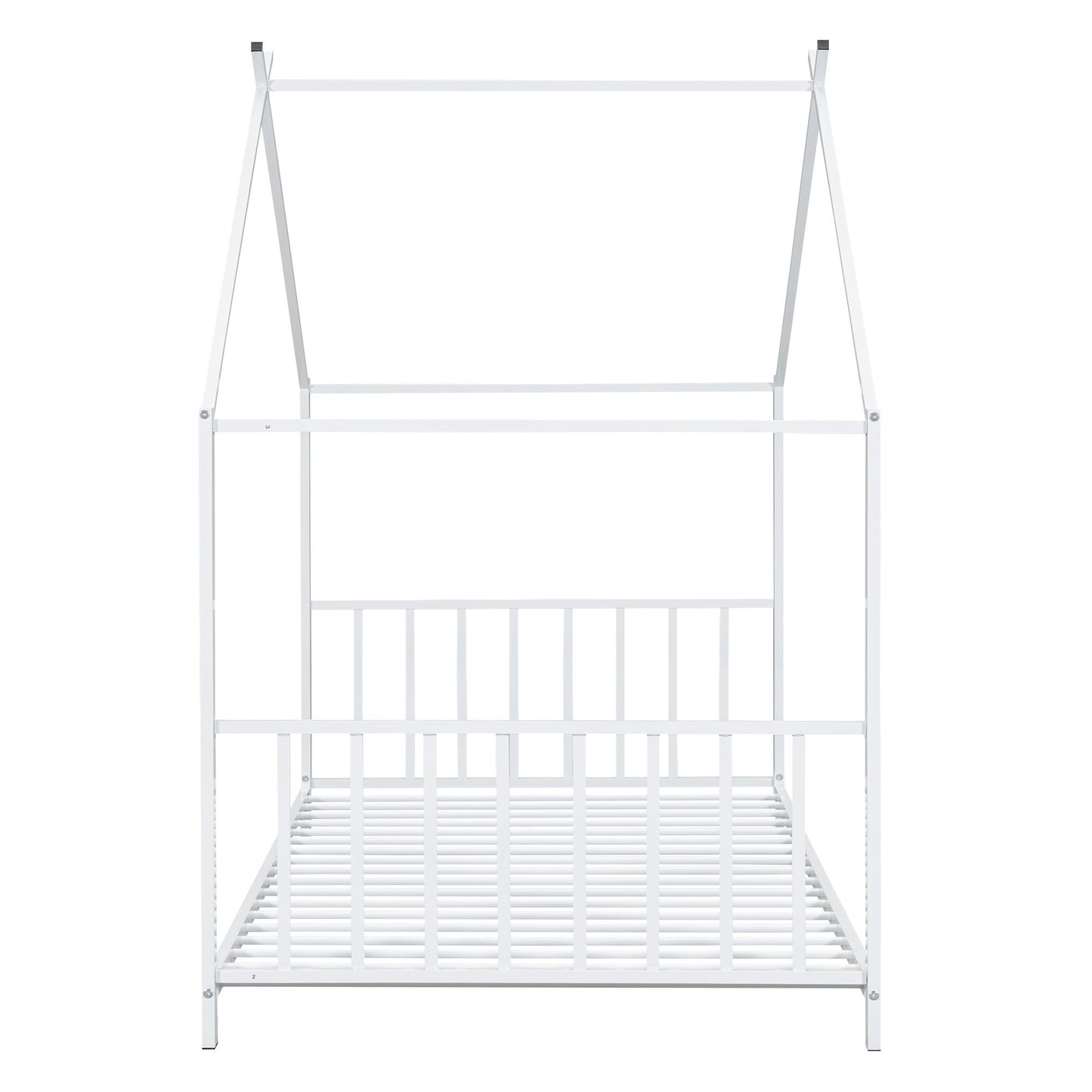 Twin Size Metal House Platform Bed - White