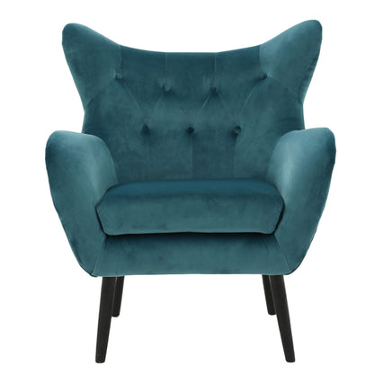 Alyssa - Velvet Arm Chair With Wingback Design - Teal