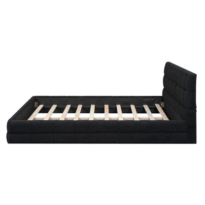 Queen Size Upholstered Platform Bed - Black
