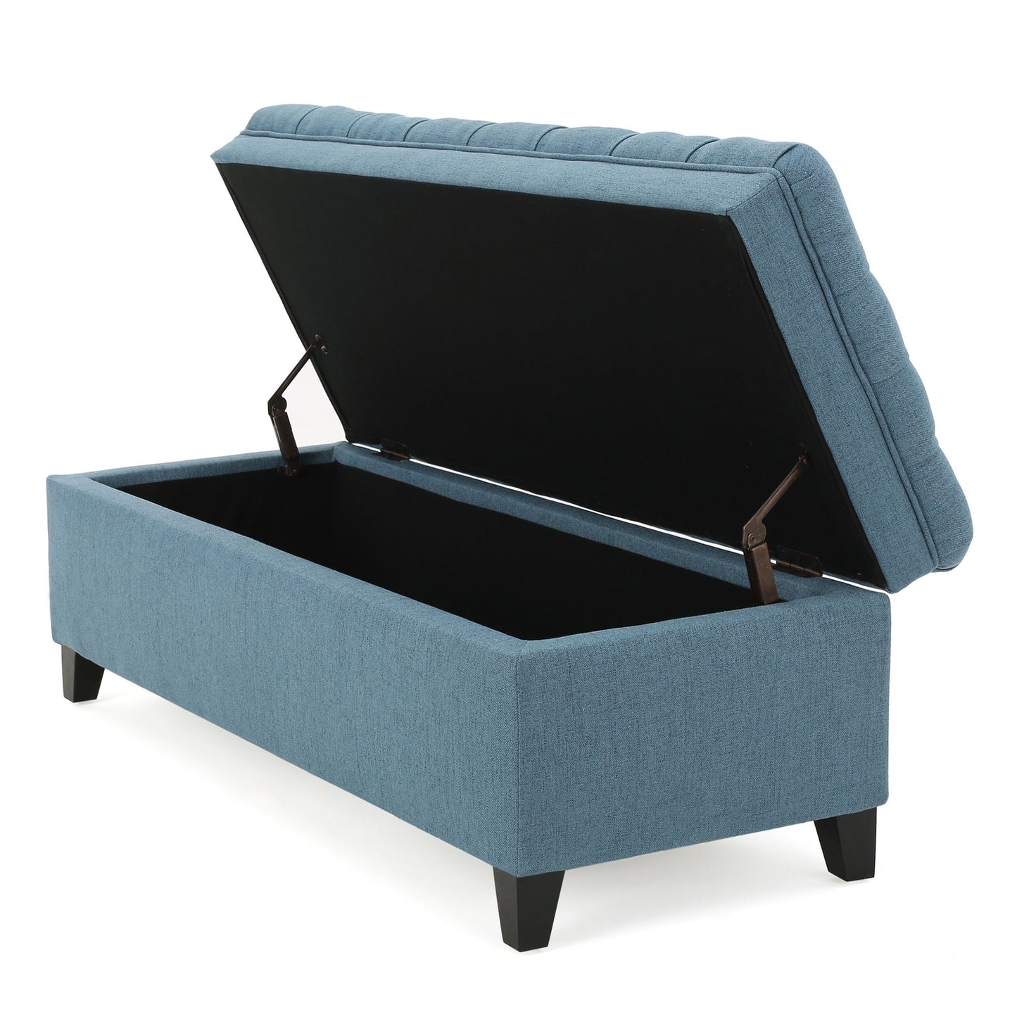 Juliana - Storage Ottoman With Stylish DesignÔøΩÔøΩÔøΩÔøΩÔøΩÔøΩÔøΩÔøΩÔøΩÔøΩÔøΩÔøΩÔøΩÔøΩÔøΩ Fabric And Birch Legs - Blue