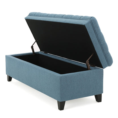 Juliana - Storage Ottoman With Stylish DesignÔøΩÔøΩÔøΩÔøΩÔøΩÔøΩÔøΩÔøΩÔøΩÔøΩÔøΩÔøΩÔøΩÔøΩÔøΩ Fabric And Birch Legs - Blue