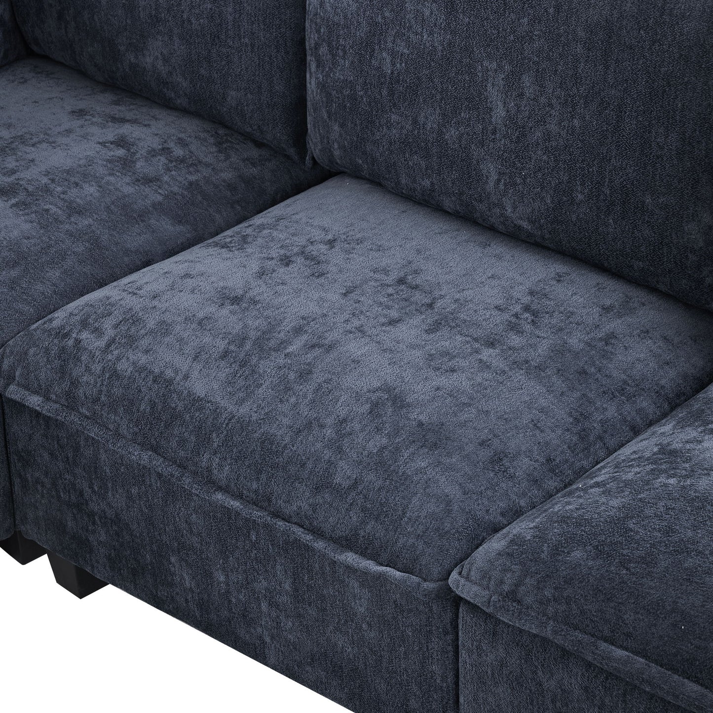 U - Shaped Sectional Sofa Modular Sofa Couch With A Movable Ottoman, A Coffee Table With Hidden Charging Devices For Living Room - Blue
