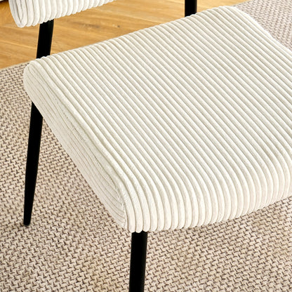 Modern Dining Chair Fabric Upholstered Chairs With Black Metal Legs For Home And Bedroom (Set of 2) - Beige