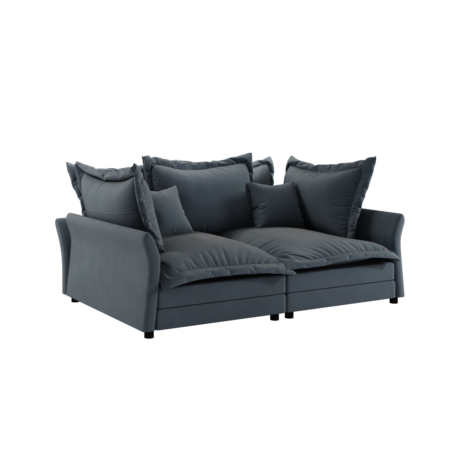 Modern Comfy Upholstered Sofa Cloud Couch, Deep Seat Couches With Multiple Large Soft Pillows, Convertible Deep Seat Chaise Langue For Living Room - Gray