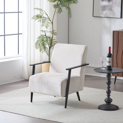 Modern Lounge Chair With Polyester Upholstery And Sturdy Metal Frame - Beige