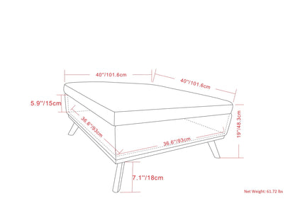 Owen - Extra Large Square Coffee Table Storage Ottoman - Distressed Black