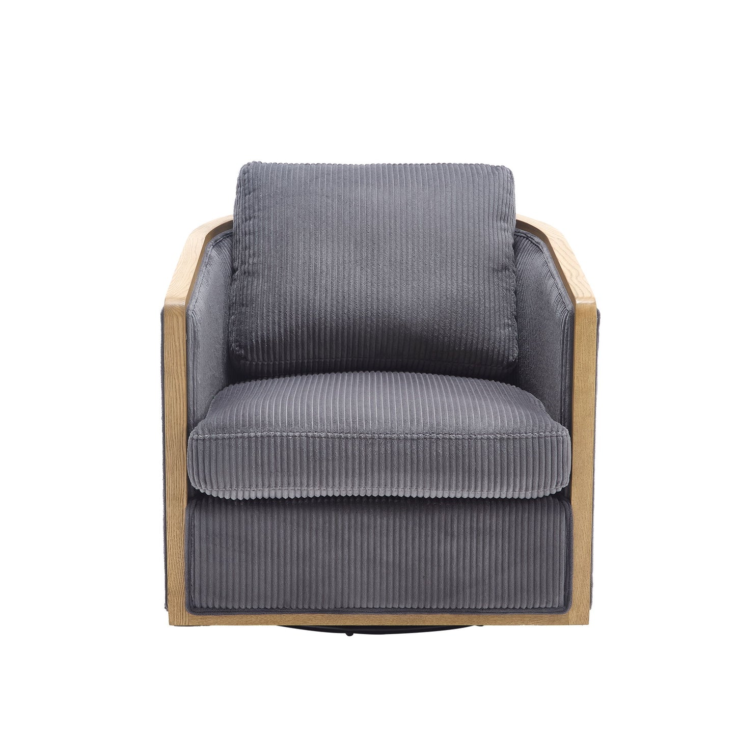 Corduroy Swivel Barrel Chair, Comfortable Accent Sofa, 360 Degree Swivel - Dark Gray