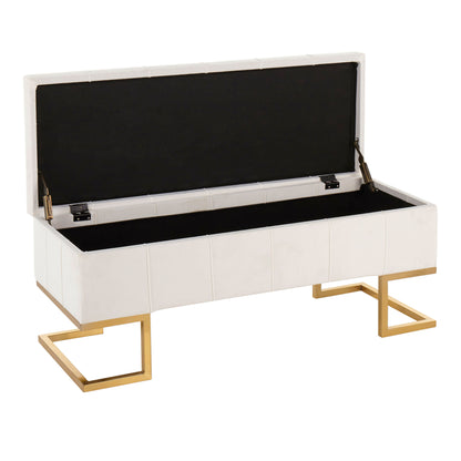 Midas - Contemporary / Glam Storage Bench - Gold / White