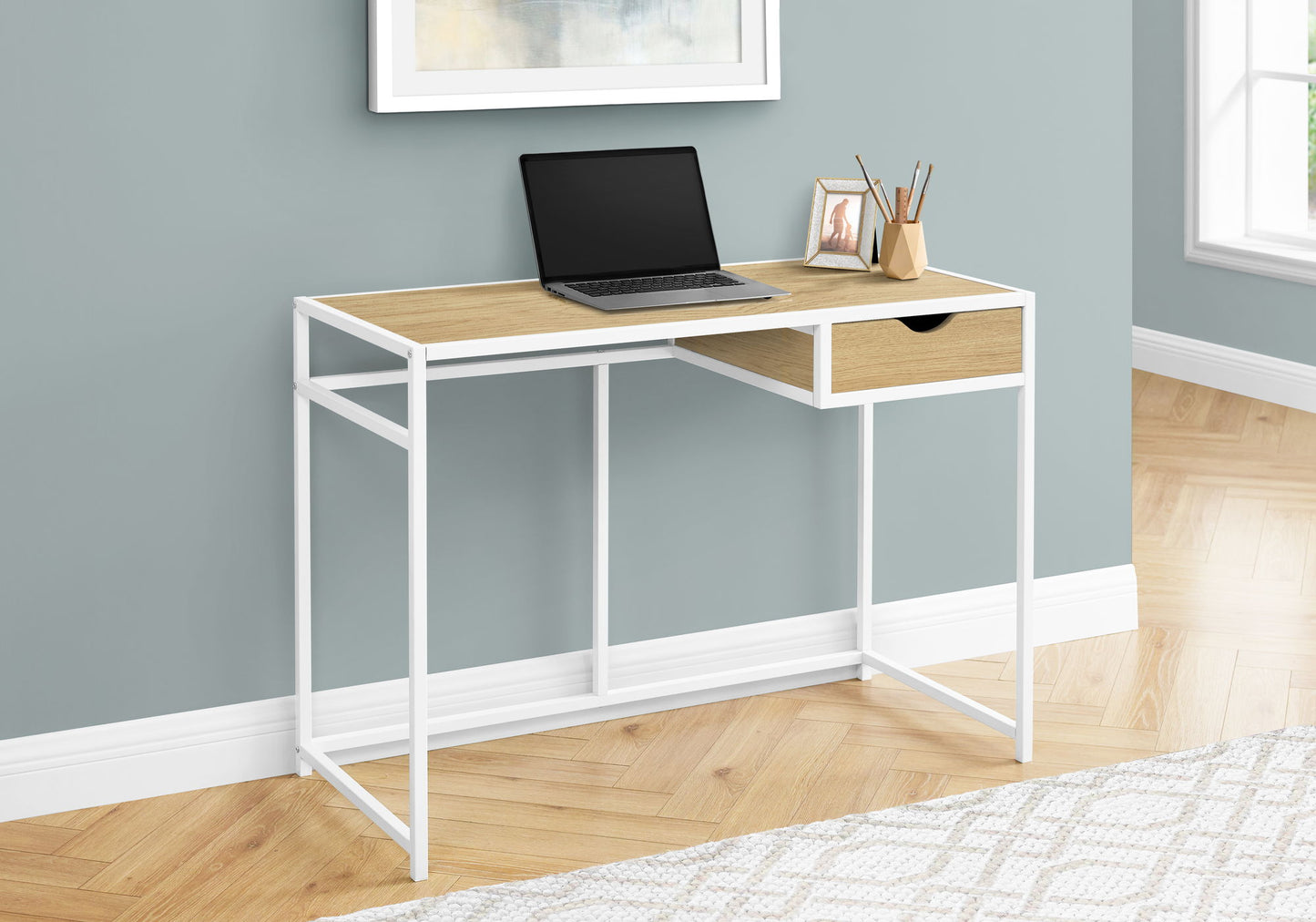 Computer Desk For Home Office, Laptop, Storage Drawer, Contemporary & Modern - Natural