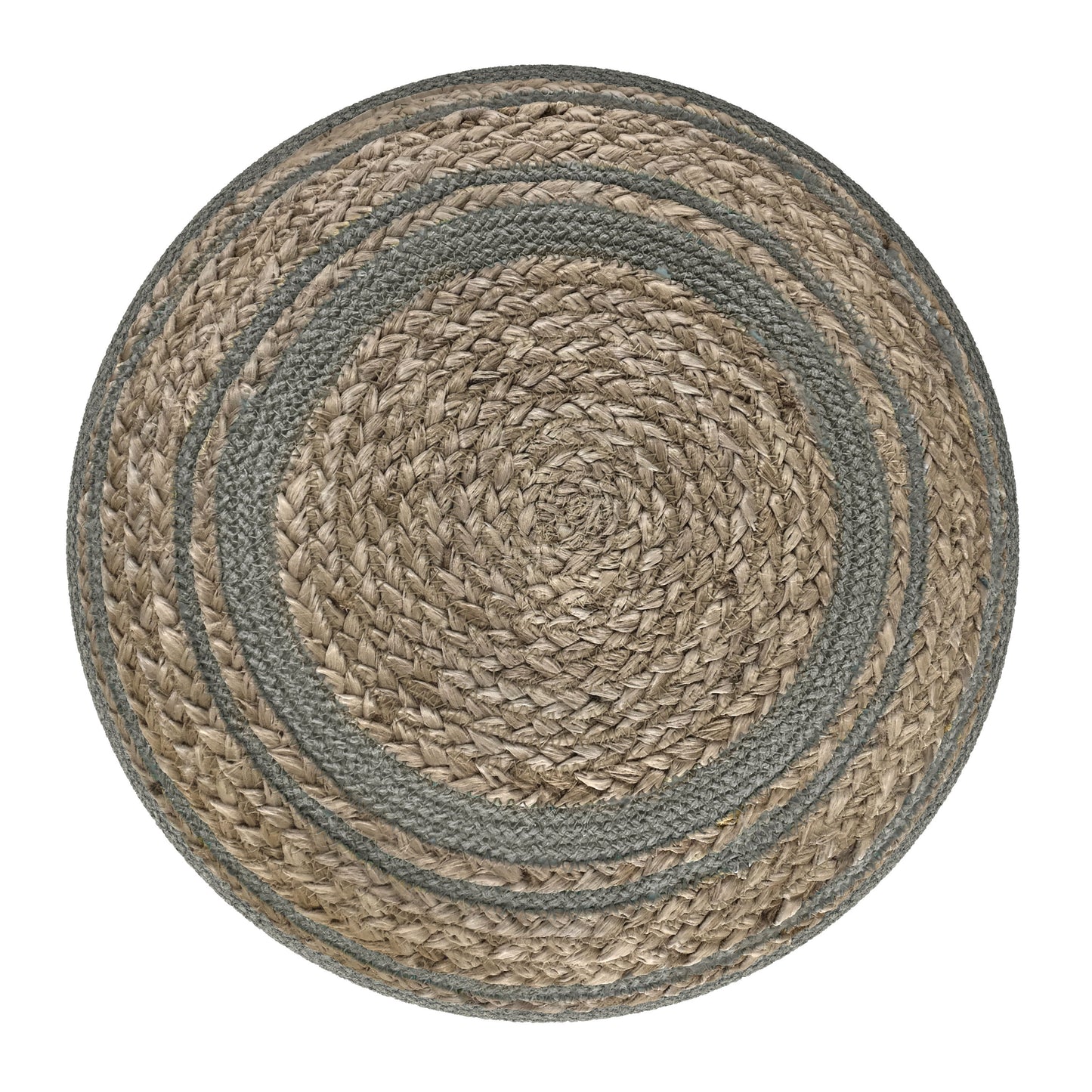 Serena - Round Braided Pouf - Dove Gray