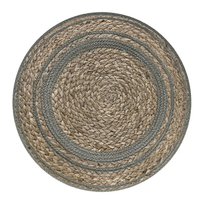 Serena - Round Braided Pouf - Dove Gray
