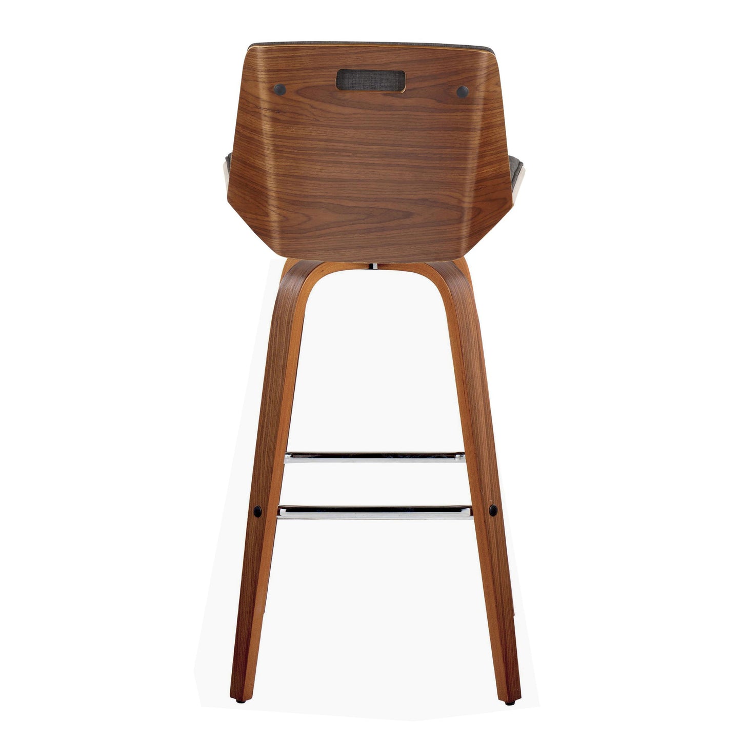 Corazza - Mid-Century Modern Fixed Height Barstool With Swivel With Square Footrest (Set of 2) - Walnut / Charcoal