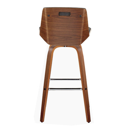 Corazza - Mid-Century Modern Fixed Height Barstool With Swivel With Square Footrest (Set of 2) - Walnut / Charcoal
