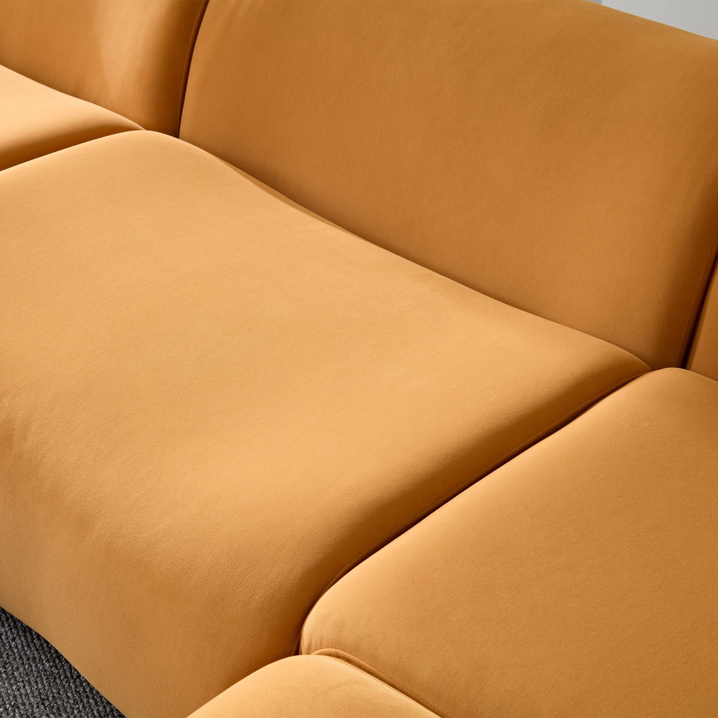 Sectional Sofa With Durable Fabric And High Density Sponge, Solid Wood Frame, 4 Seats - Orange
