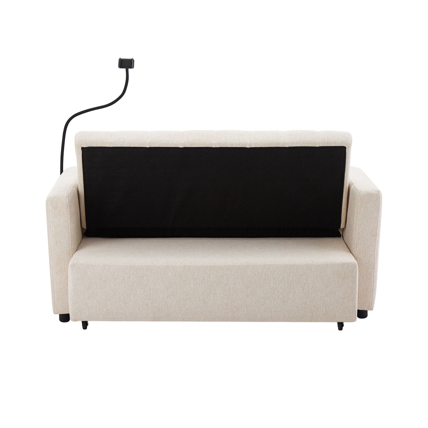 Convertible Sofa Bed Loveseat Sofa With Three USB Ports, Two Side Pockets, Two Cup Holders And 360ÔøΩÔøΩÔøΩÔøΩÔøΩÔøΩÔøΩÔøΩÔøΩÔøΩÔøΩÔøΩÔøΩÔøΩÔøΩÔøΩÔøΩÔøΩÔøΩÔøΩÔøΩÔøΩÔøΩÔøΩÔøΩÔøΩÔøΩÔøΩÔøΩÔøΩÔøΩÔøΩÔøΩ swivel Phone Holder For Living Room - Beige