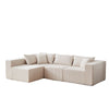 Corduroy Modular L Shaped Sectional Sofa, Luxury Floor Couch Set, 4 Piece Free Combination - Beige